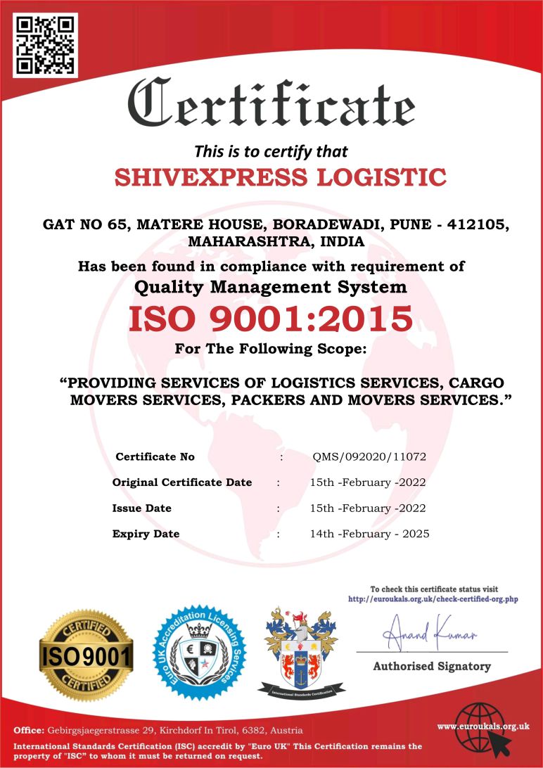iso certified packers and movers in India
